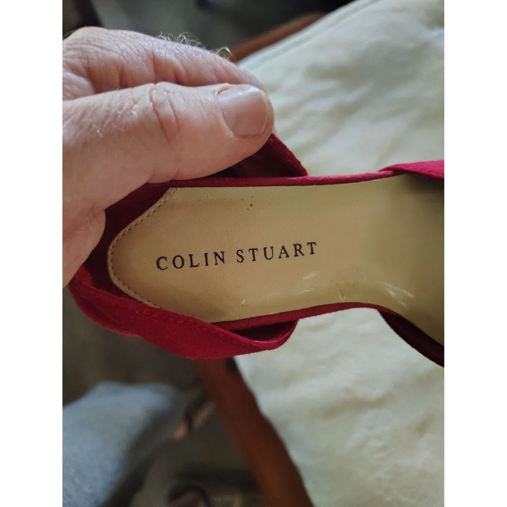 Colin Stuart Ruby Red Slingback Heels Almond Toe Pumps Kids Size 5‎ 175375-051